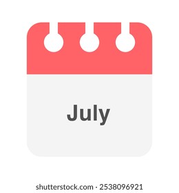 July icon vector. Daily, monthly, yearly calendar icon