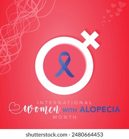 Julio es la Plantilla de fondo del Mes Internacional de la Mujer con Alopecia. Concepto de Festiva. se utiliza para la Plantilla de diseño de fondo, Anuncio, cartel, tarjeta y póster con inscripción de texto y color estándar.