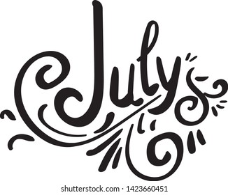 July Lettering Vector Illustration Concept Print Stock Vector (Royalty ...