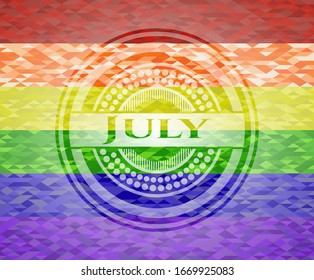 July lgbt colors emblem. Vector Illustration. Mosaic.