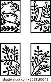 July line drawing mini hanafuda icon set