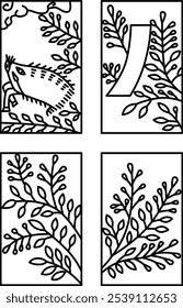 July line drawing simple hanafuda icon set