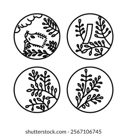 July mini circular Hanafuda icon set