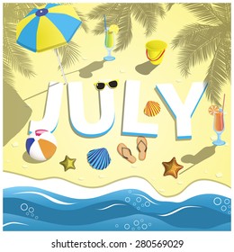 Top View Beach Illustration Umbrellas Sunglasses Stock Vector (Royalty ...