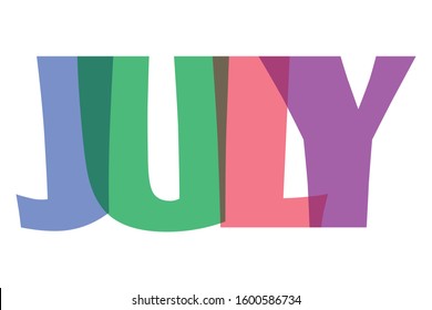 July month colourfull lettering typographic design