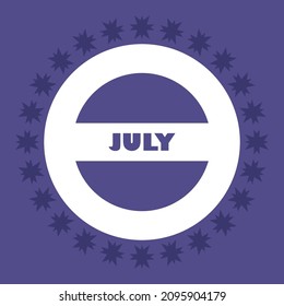 Mes de Julio en la ilustración de vector de forma de círculo. Elemento de calendario conceptual.