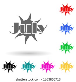 July multi color style icon. Simple glyph, flat vector of name of month icons for ui and ux, website or mobile application