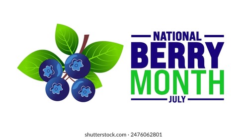 July is National Berry Month background template. Holiday concept. use to background, banner, placard, card, and poster design template with text inscription and standard color. vector illustration.
