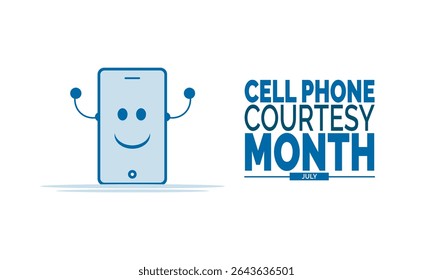 Julho é o Mês Nacional da Cortesia do Celular.   Promova o comportamento e a conscientização móveis educados