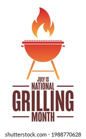 July is National Grilling Month. Holiday concept. Template for background, banner, card, poster with text inscription. Vector EPS10 illustration