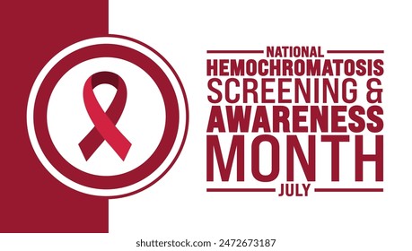 July is National Hemochromatosis Screening and Awareness Month background template. Holiday concept. use to background, banner, placard, card, and poster design template with text inscription.
