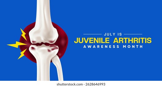 July is National Juvenile Arthritis Awareness Month. Bone and more. Great for posters, banners, social media and more. Blue background.