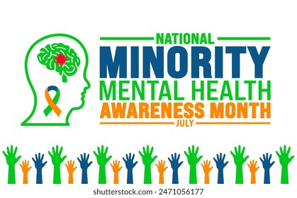 July is National Minority Mental Health Awareness Month background template. Holiday concept. use to background, banner, placard, card, and poster design template.