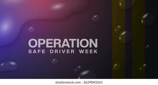 July is National Operation Safe Driver Week. Road, water and light. Great for posters, banners and social media. Black background.
