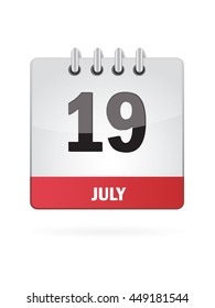 July Nineteen. Calendar Icon