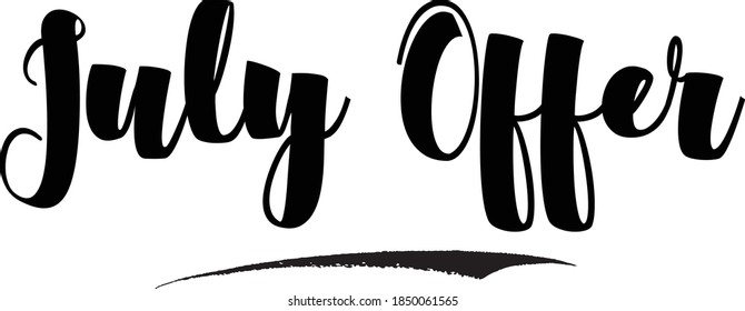 Oferta de Julio. Texto de tipografía negrita para carteles de venta volantes y plantillas