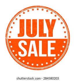 July sale grunge rubber stamp on white, vector illustration