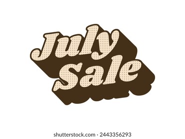 July sale. Text effect design in 3 dimension style and eye catching colors