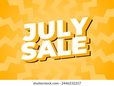 July sale. Text effect design in 3 dimension style and eye catching colors