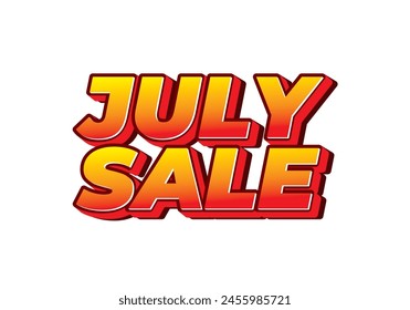 July sale. Text effect design in 3 dimension style and eye catching colors