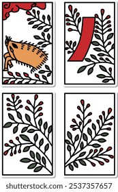 July sticker simple hanafuda icon set