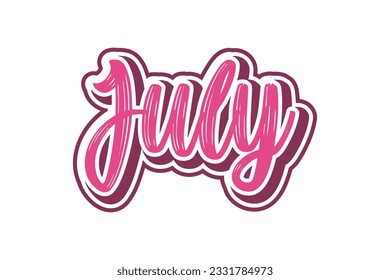 July text effect. Vector hand drawn lettering phrase. Isolated on white background.