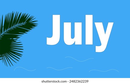 july text palm branch blue background waves ,