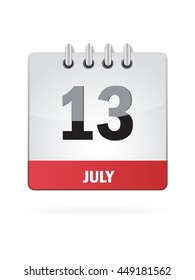July Thirteen. Calendar Icon