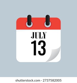 July thirteen calendar icon isolated on white background design