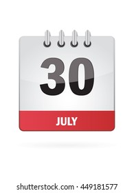 July Thirty. Calendar Icon