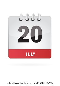 July Twenty. Calendar Icon