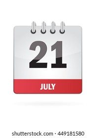 July Twenty One. Calendar Icon