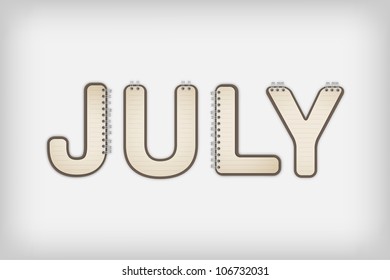 July Typography Notebook Vector