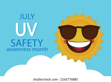 July is UV safety awareness month vector illustration.