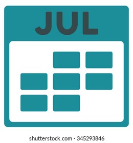 July vector icon. Style is bicolor flat symbol, soft blue colors, rounded angles, white background.