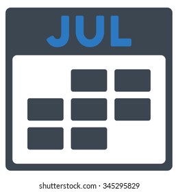 July vector icon. Style is bicolor flat symbol, smooth blue colors, rounded angles, white background.