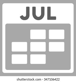 July vector icon. Style is bicolor flat symbol, dark gray and white colors, rounded angles, silver background.
