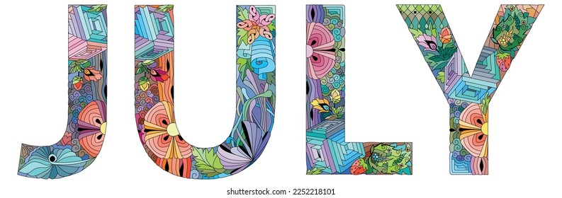 JULY. Vector zentangle object for decoration for any purpose