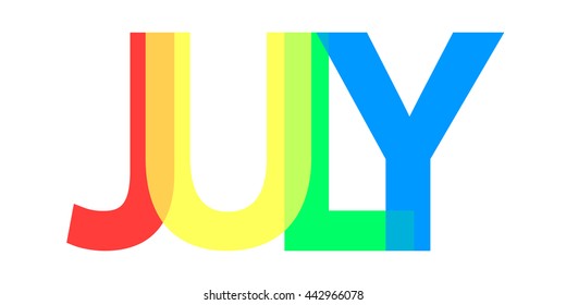 July Word Design Background Colorful Text Stock Vector (Royalty Free ...