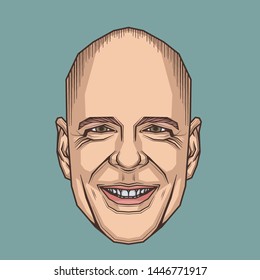 July,2018 : Bruce Willis Portrait Illustration In Symmetrical Style