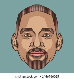 July,2018 : Will Smith Portrait Illustration.Symmetrical Style