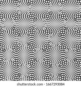 Jumble lines geometric pattern. Random interlace, cluttered grid, mesh. Wavy, zig-zag, criss-cross, curvy lines. Abstract geometrical texture / background in square format. 