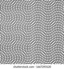 Jumble lines geometric pattern. Random interlace, cluttered grid, mesh. Wavy, zig-zag, criss-cross, curvy lines. Abstract geometrical texture / background in square format. 