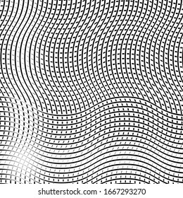 Jumble lines geometric pattern. Random interlace, cluttered grid, mesh. Wavy, zig-zag, criss-cross, curvy lines. Abstract geometrical texture / background in square format. 