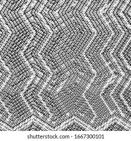 Jumble lines geometric pattern. Random interlace, cluttered grid, mesh. Wavy, zig-zag, criss-cross, curvy lines. Abstract geometrical texture / background in square format. 