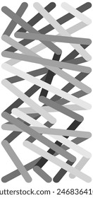 A jumble of many connected different gray lines against a white background.