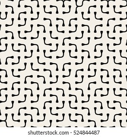 Jumble Rounded Lines. Abstract Geometric Background Design. Vector Seamless Black and White Pattern.