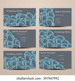 Jumbled Doodling Visiting Card Set. Business cards, invitations. Front page and back page.
