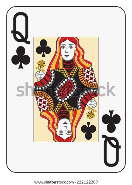 Jumbo Index Queen Clubs Playing Card Stock Vector (Royalty Free ...