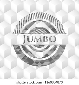 Jumbo realistic grey emblem with cube white background